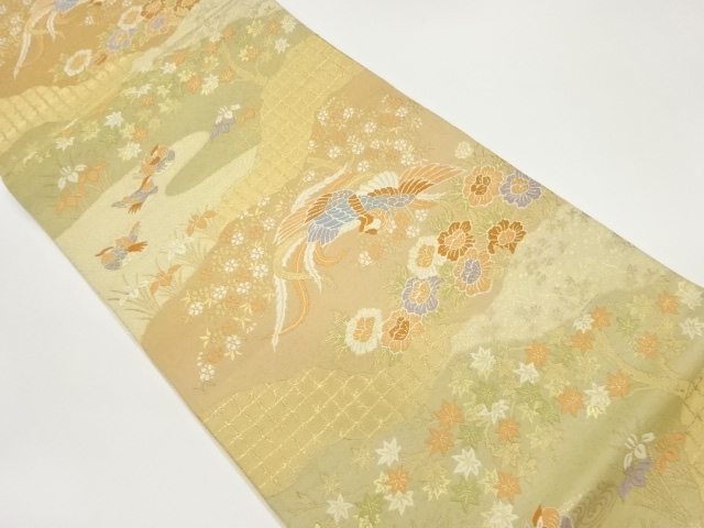 JAPANESE FUKURO OBI / WOVEN FLOWERS / BY HATTORI ORIMONO